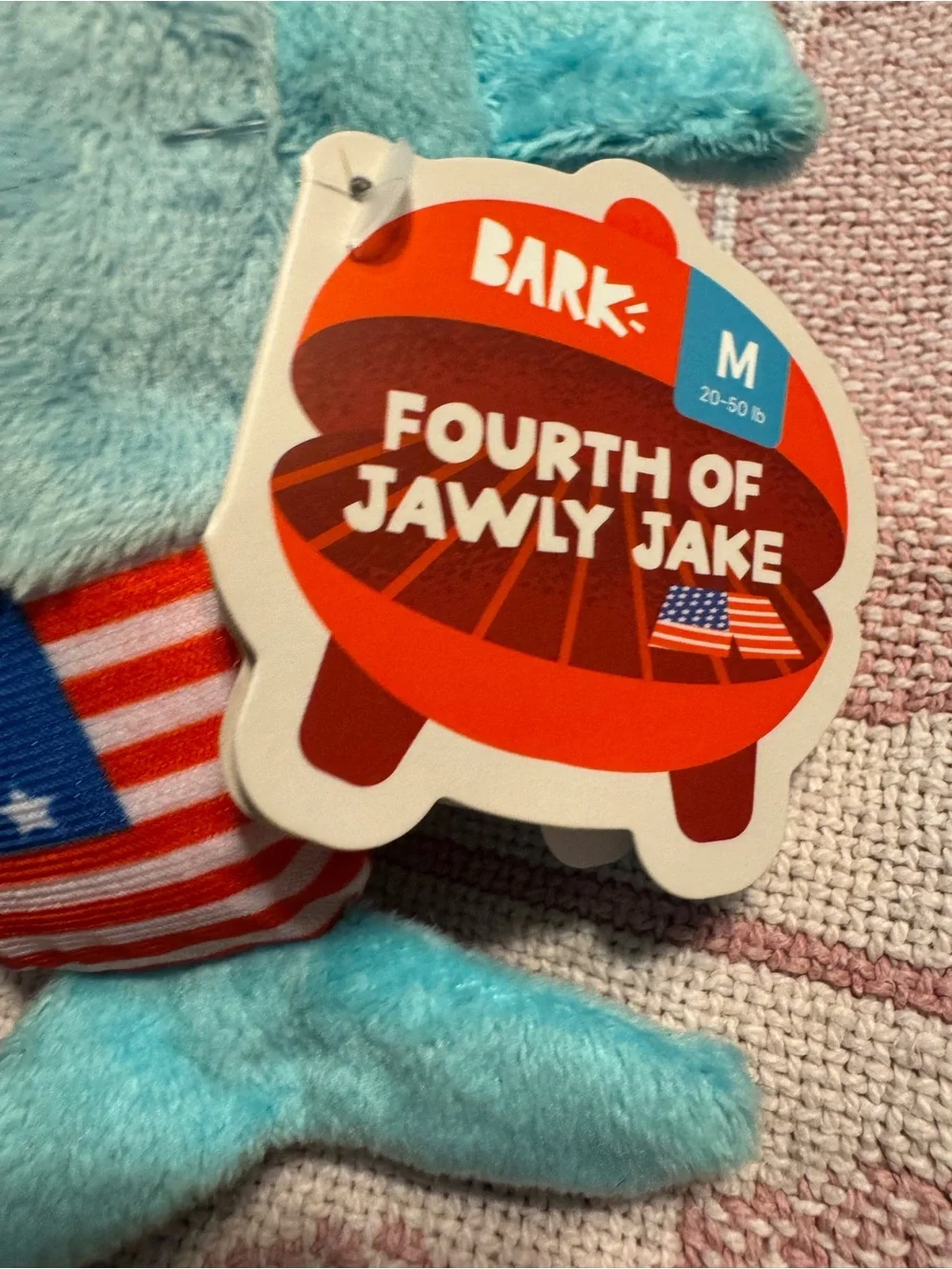 Bark Box Fourth of Jawly Jake M Dog Toy NEW squeaky shark crinkles